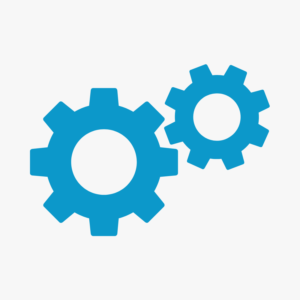 Zahnräder-Icon als Symbol für Prozesse, Automatisierung und effiziente Abläufe im E-Commerce.