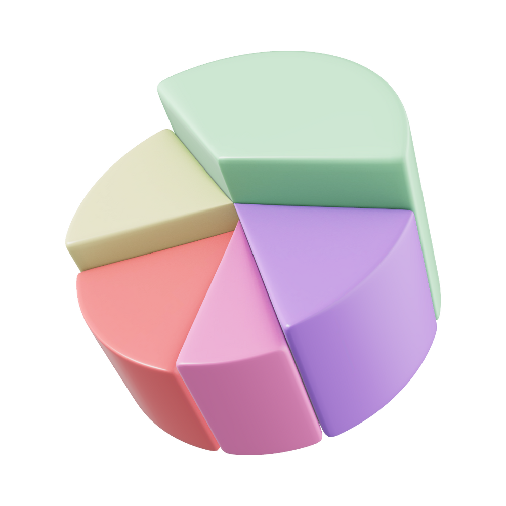 Mehrfarbiger Pie-Chart-Sticker, der datenbasierte SEO-Analyse, klare Entscheidungsgrundlagen und strukturierte Optimierungsprozesse symbolisiert