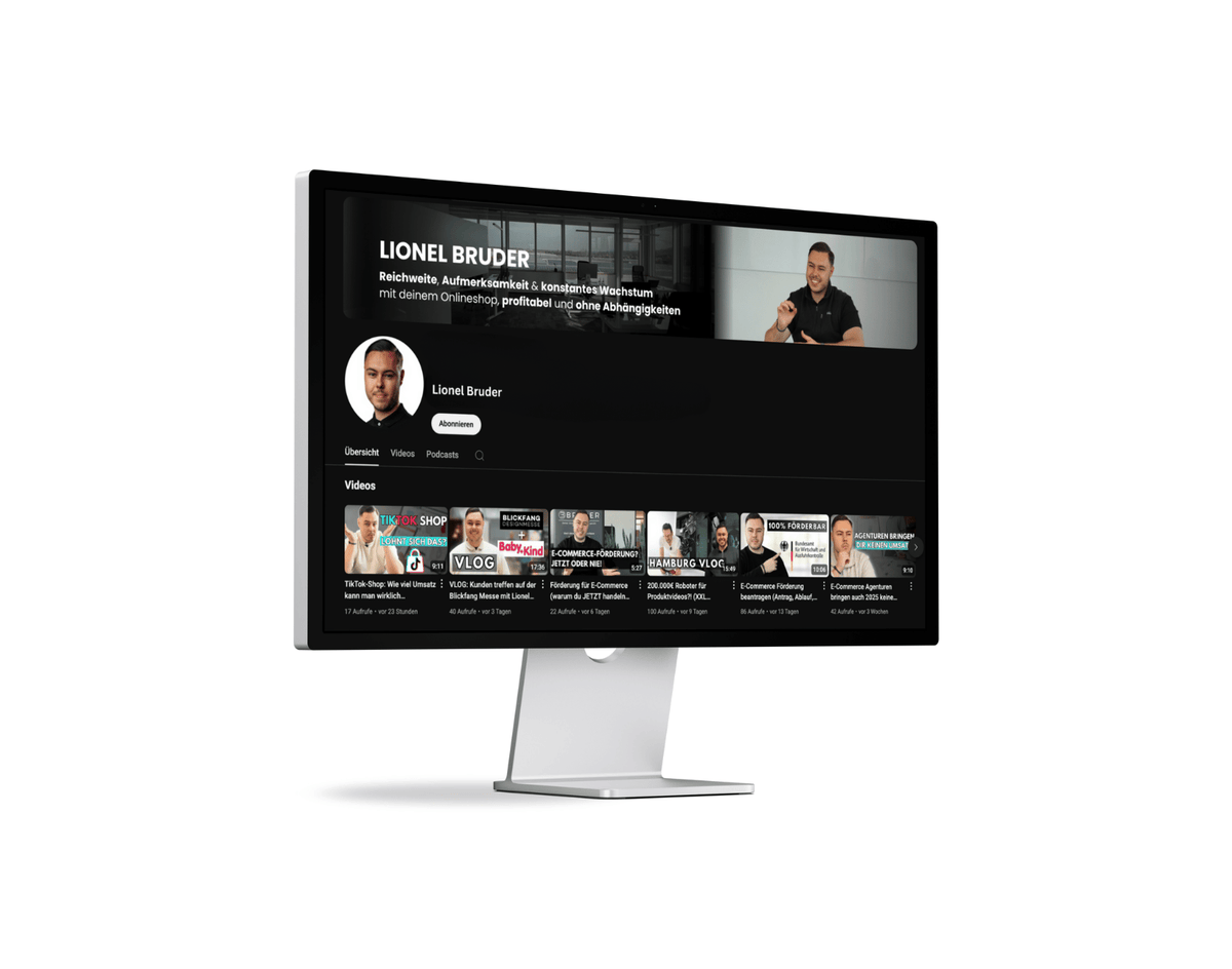 YouTube-Kanal von Lionel Bruder mit Videos zu E-Commerce, Skalierung und Shop-Strategien